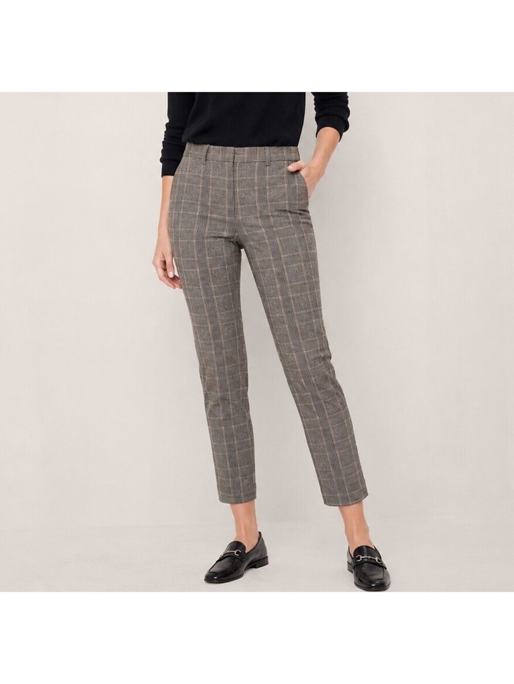 Banana Republic Sloan Slim High Rise Plaid Ankle Pants 6 Petite Career Preppy